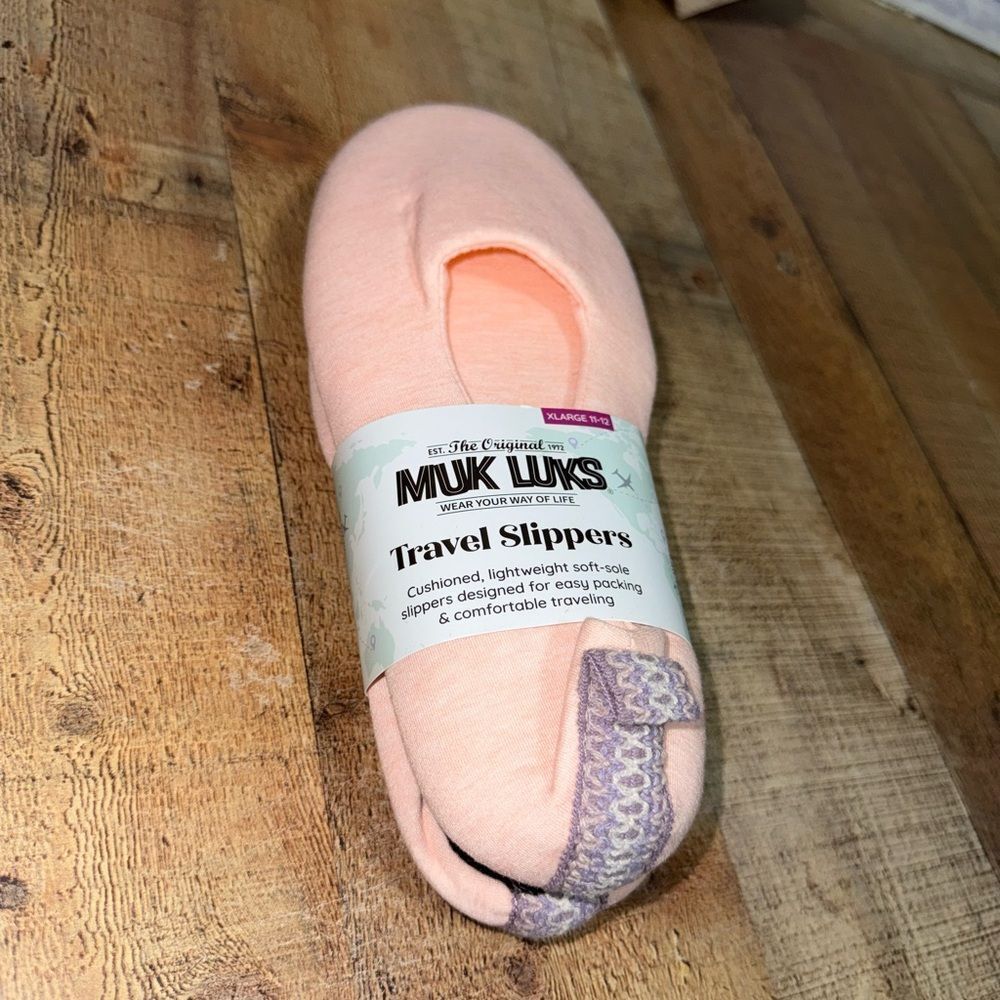 Muk Luks Travel Slippers XL Pink Nwt